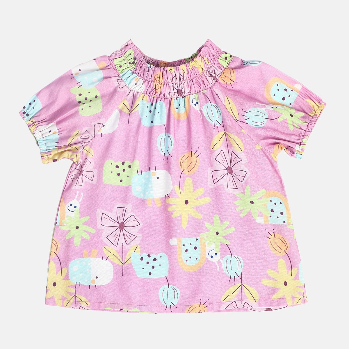 Girls Pink Woven Top