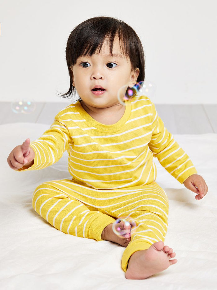 Baby Unisex Pack of 3 Printed & Solid Bottoms – Beige,Yellow & Orange