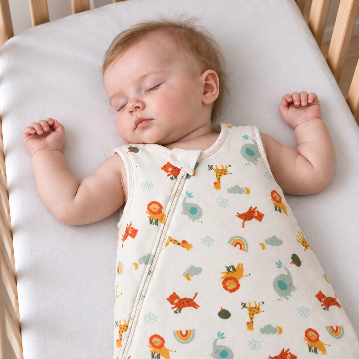 Baby Unisex Animal Printed Sleeping Bag, White