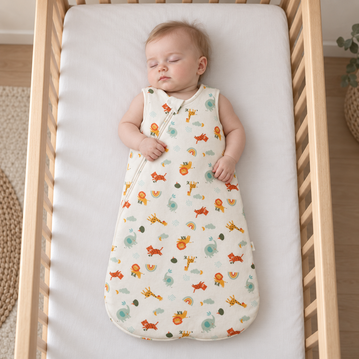 Baby Unisex Animal Printed Sleeping Bag, White
