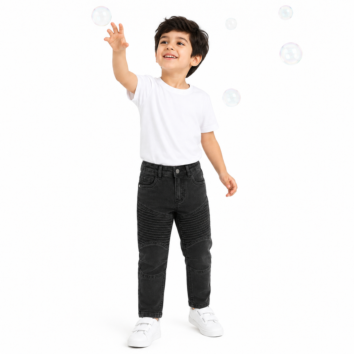 Boys Black Denim Denim Pant Casual Wear