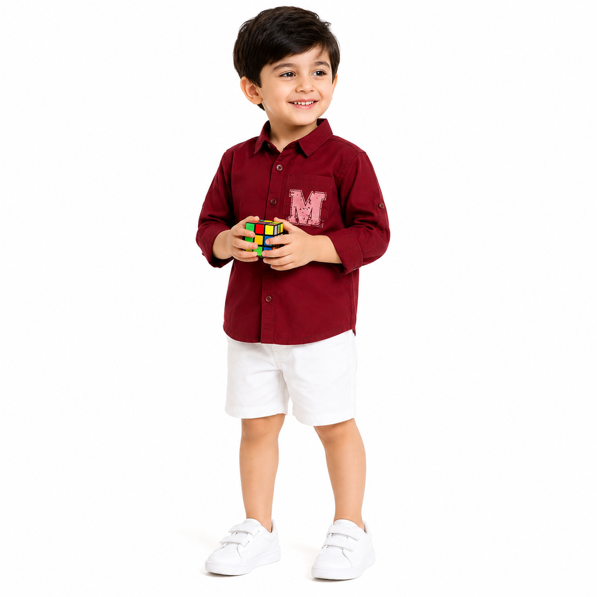 Boys Red Cotton Shirt Casual Wear