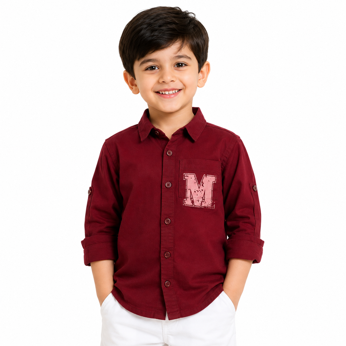 Boys Red Cotton Shirt Casual Wear