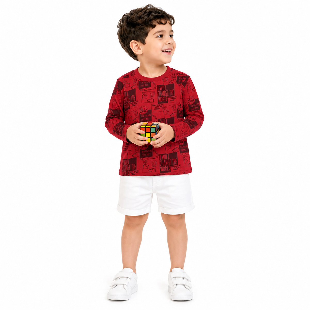 Baby Boys Red Cotton Typography Printed T-Shirt Regular Fit Casual Wear