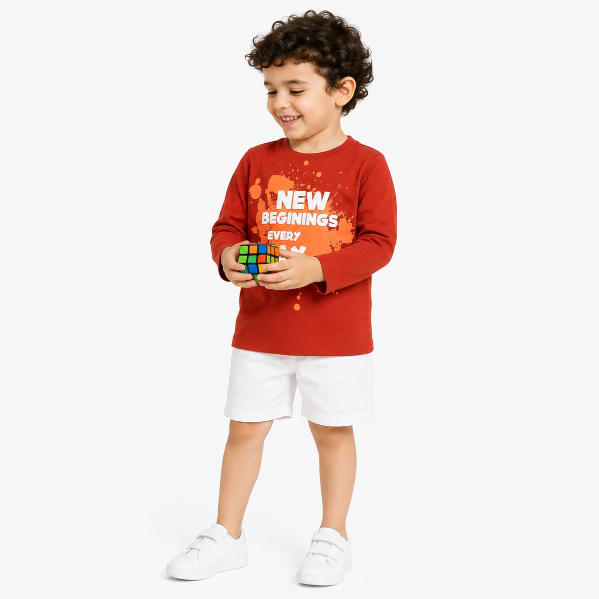Boys Orange And Rust Cotton T Shirt Casual Wear