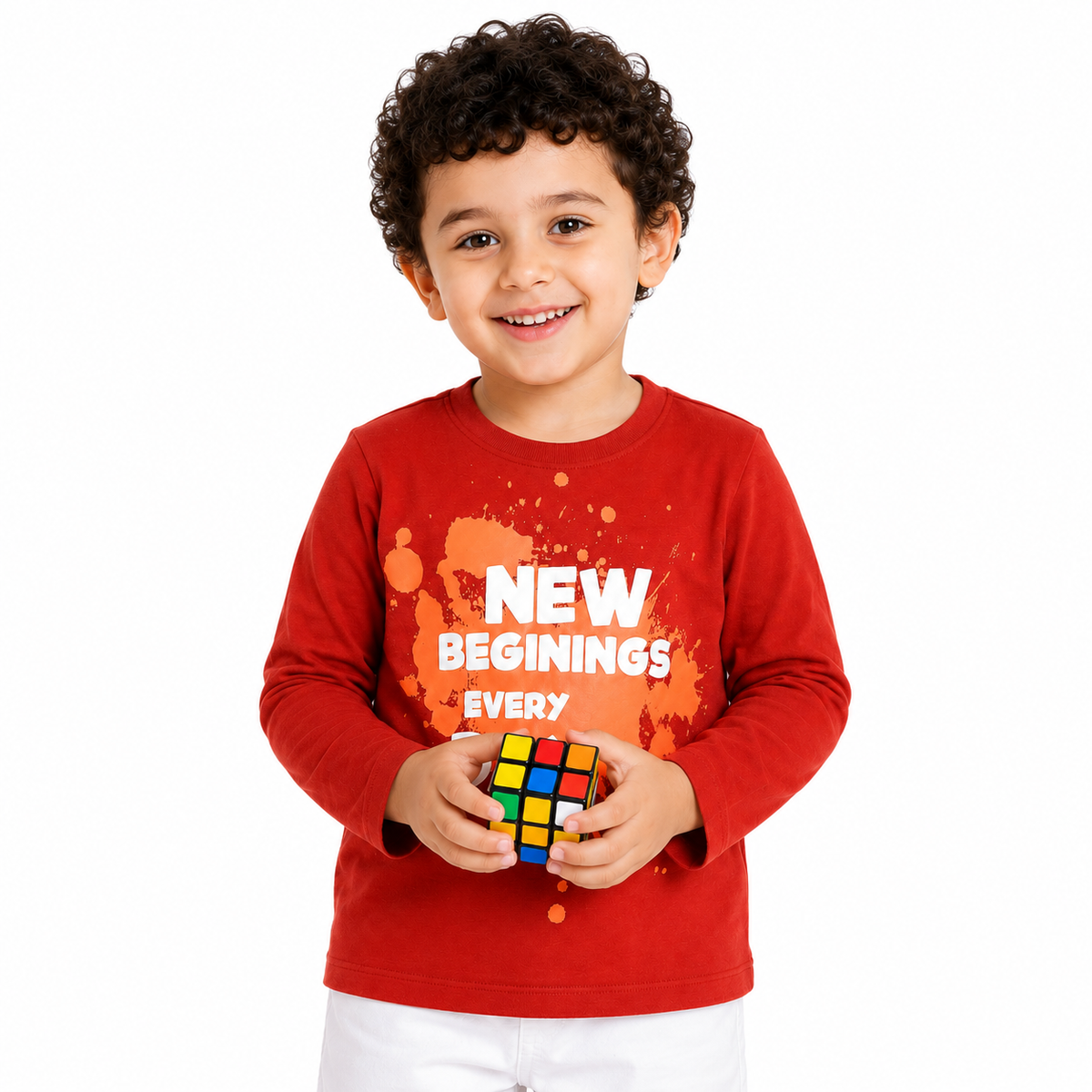 Boys Orange And Rust Cotton T Shirt Casual Wear
