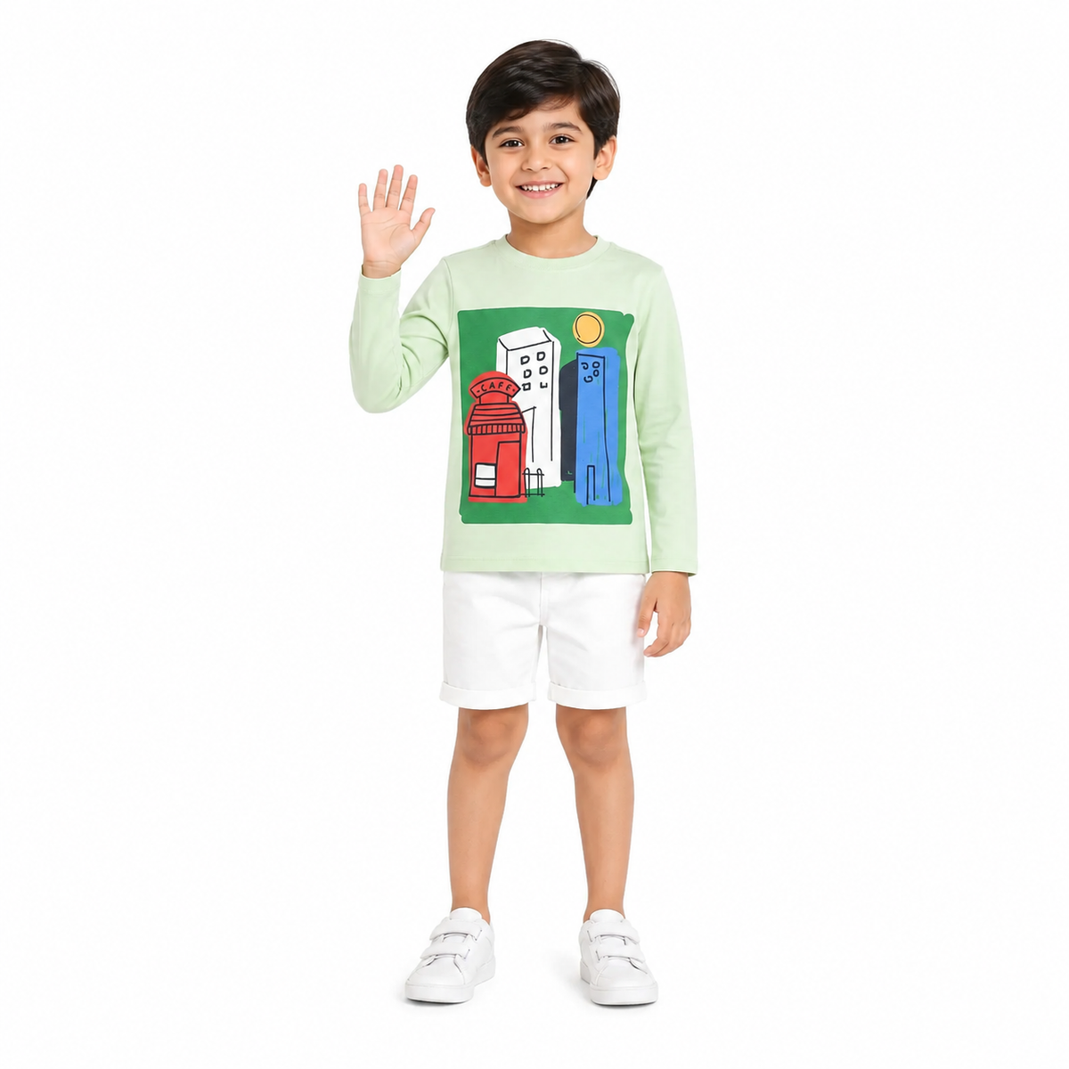 Boys Green Cotton T Shirt Casual Wear