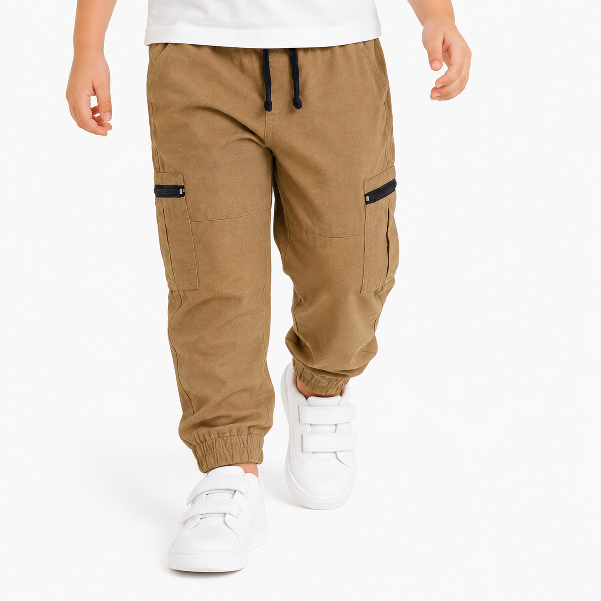 Boys Beige Cotton Woven Pant Casual Wear