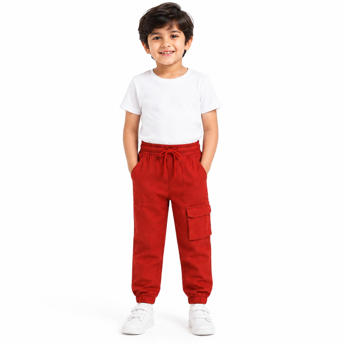 Boys Rust Red Woven Pant