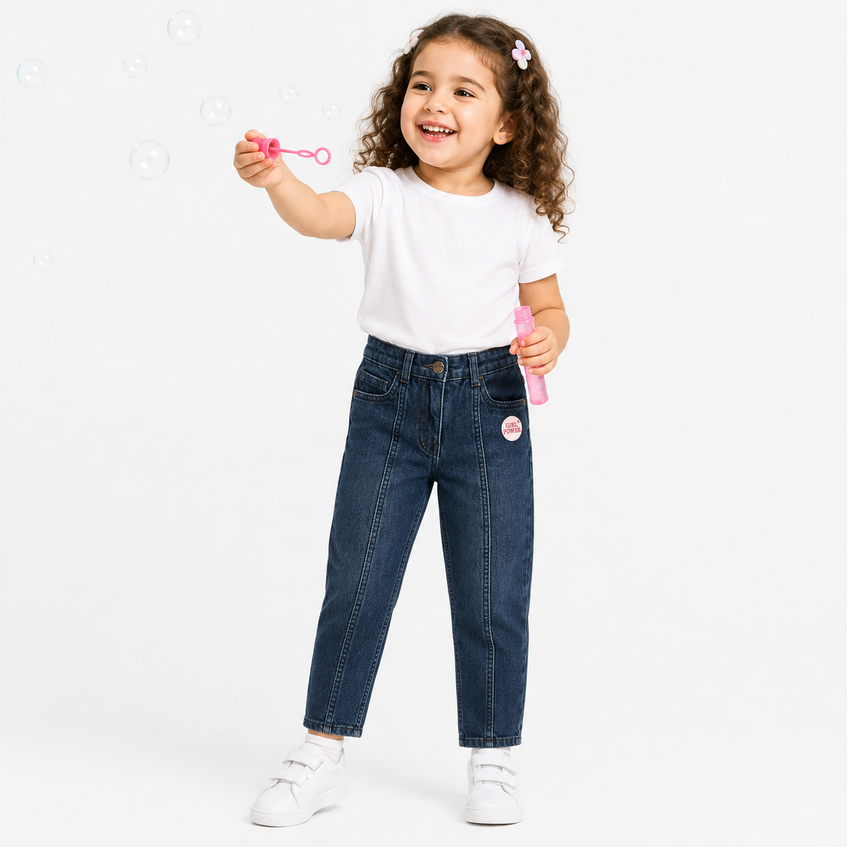 Girls Blue Denim Denim Pant Casual Wear