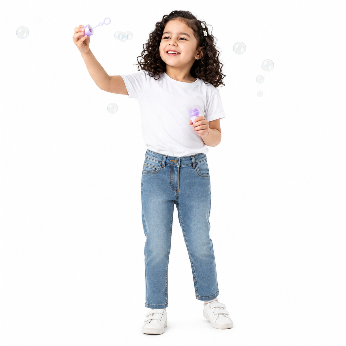 Girls Blue Denim Denim Pant Casual Wear