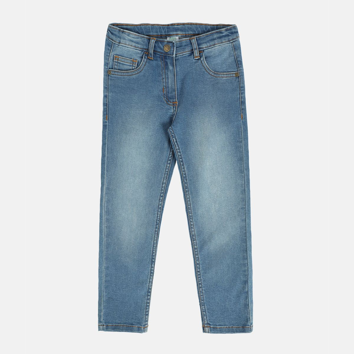 Girls Medium Wash Pack Of 1 Denim Pant