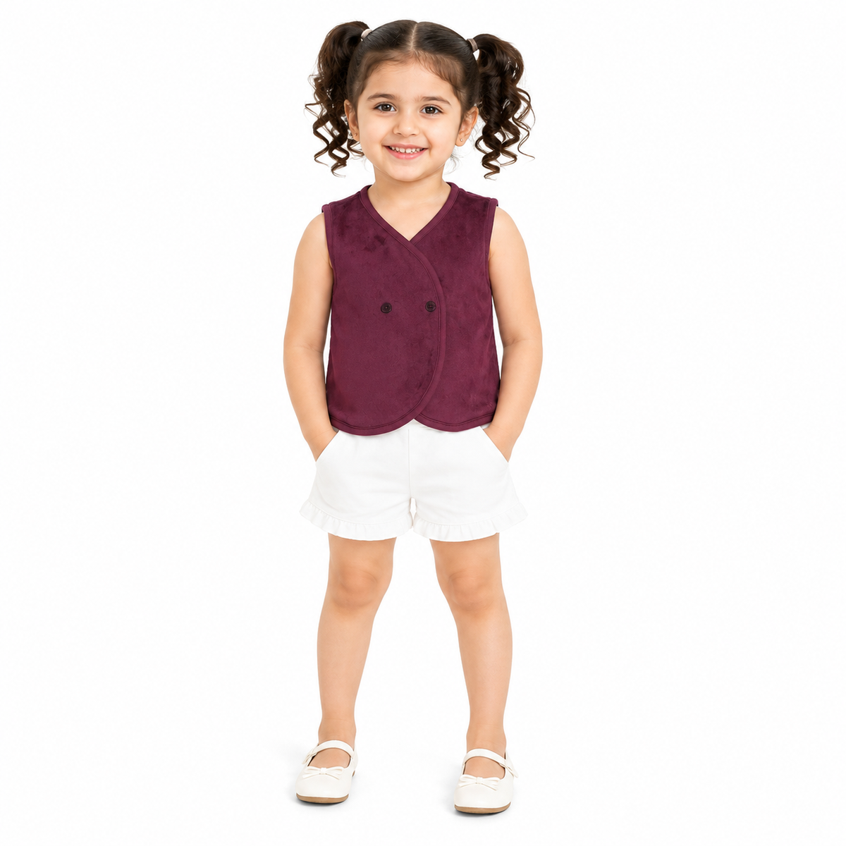 Girls Purple Cotton Gilet Casual Wear
