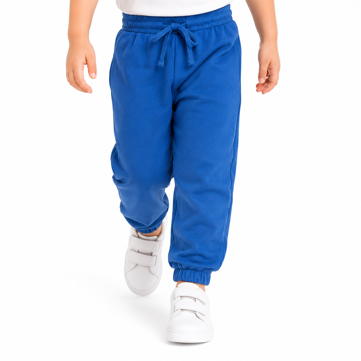 Boys Royal Blue Cotton Jogger Pants Drawstring Waist Regular Fit Casual Kids Joggers