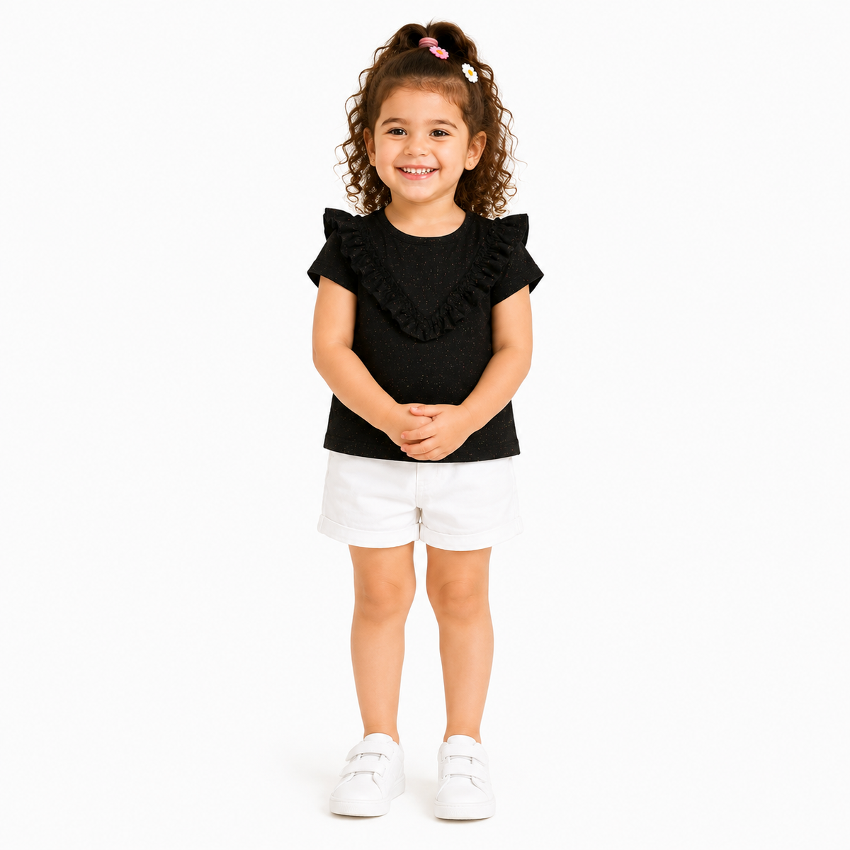 Girls Black Cotton Knit Top Casual Wear