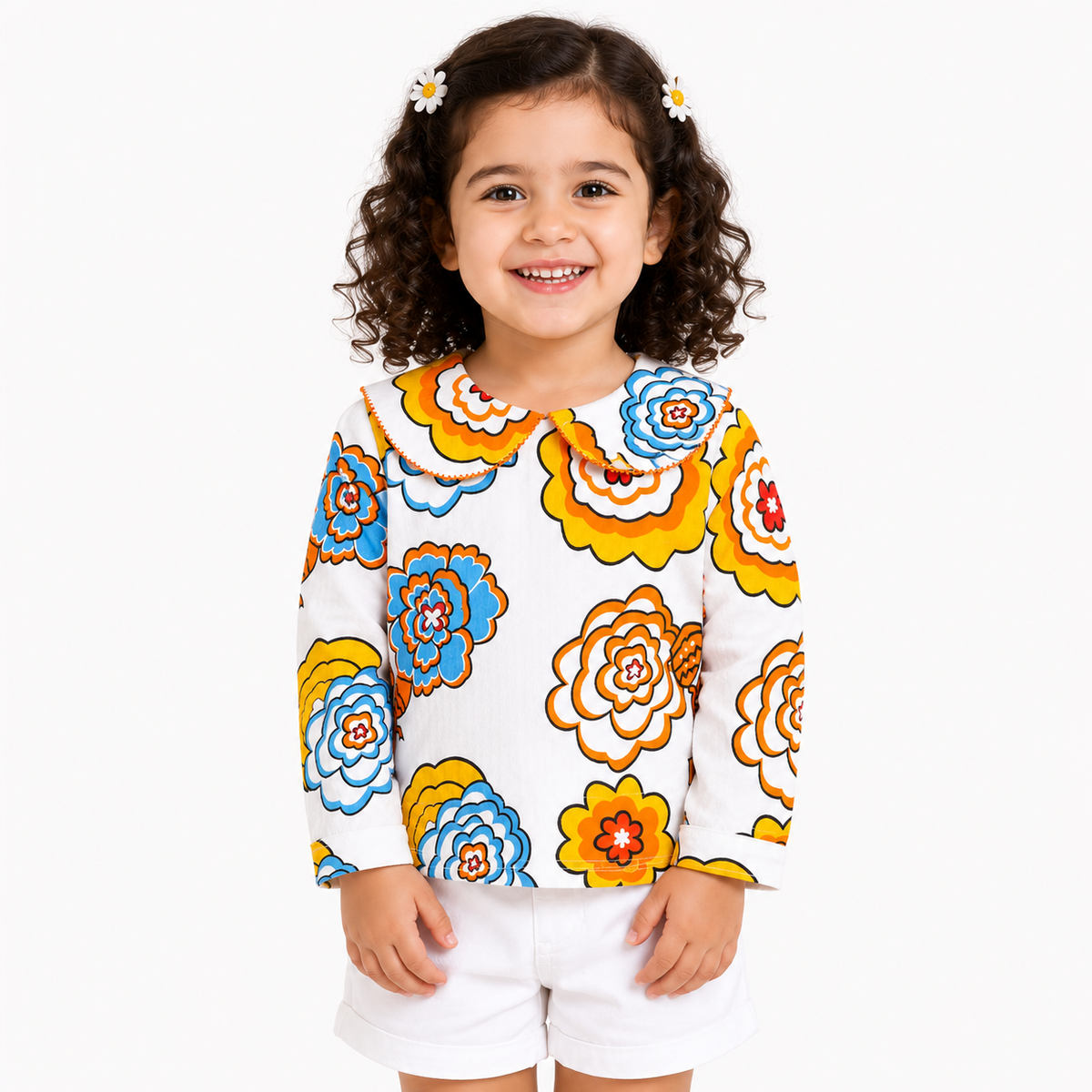 Girls Multicolor Cotton Knit Top Casual Wear