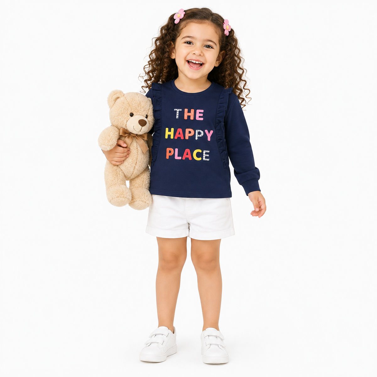Girls Navy Cotton Knit Top Casual Wear