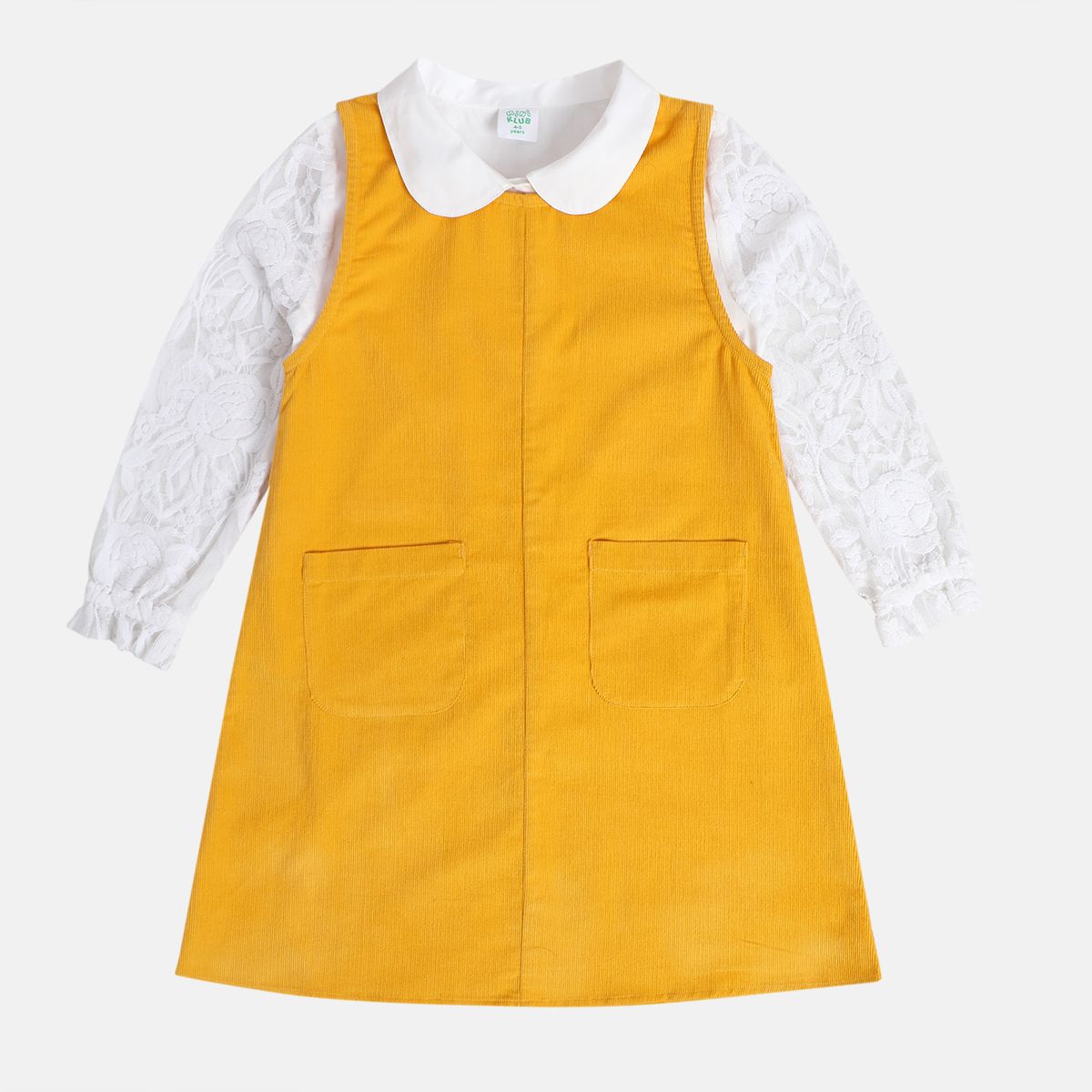 Girl Marshmallow / Yellow Pinny Set