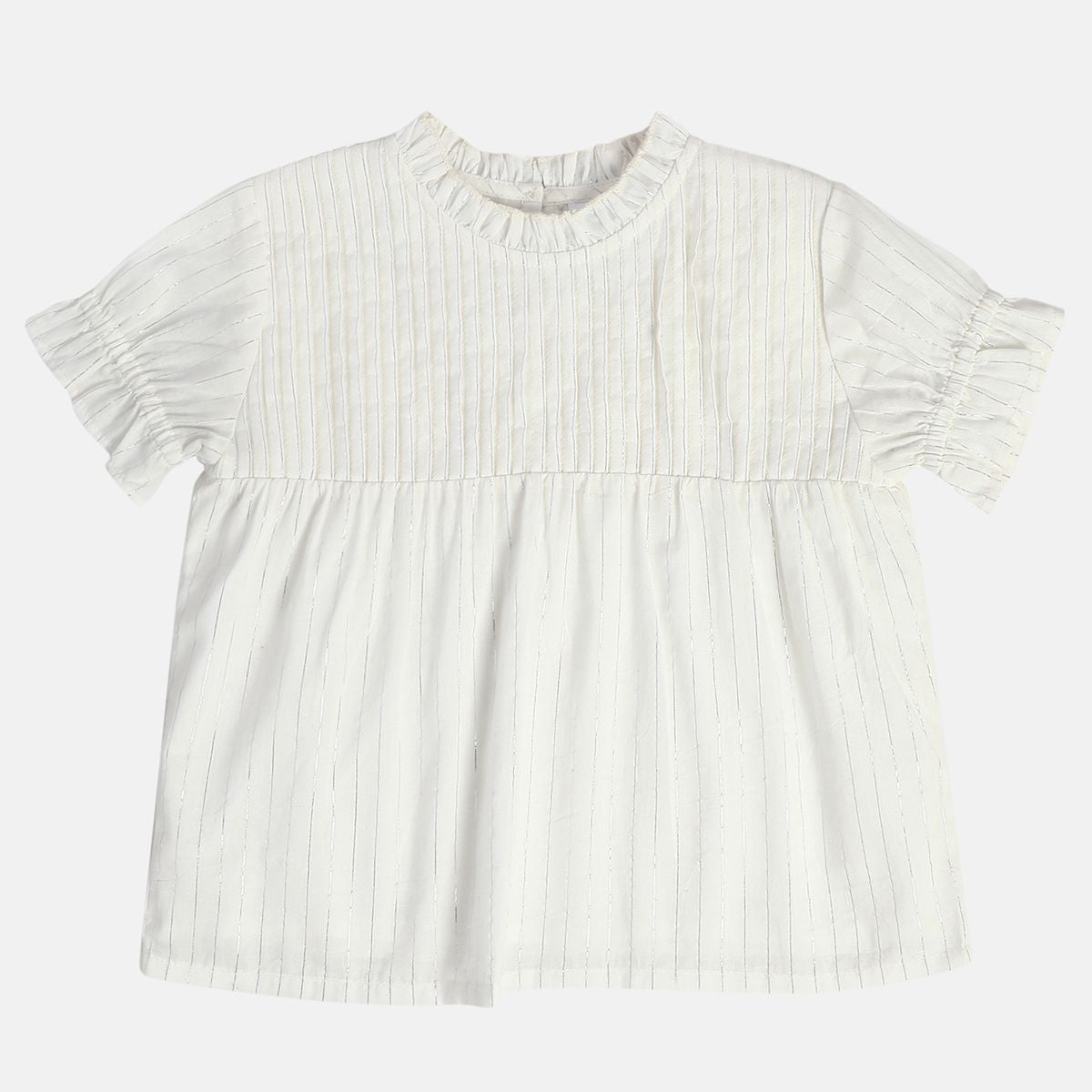 Girls White Woven Top