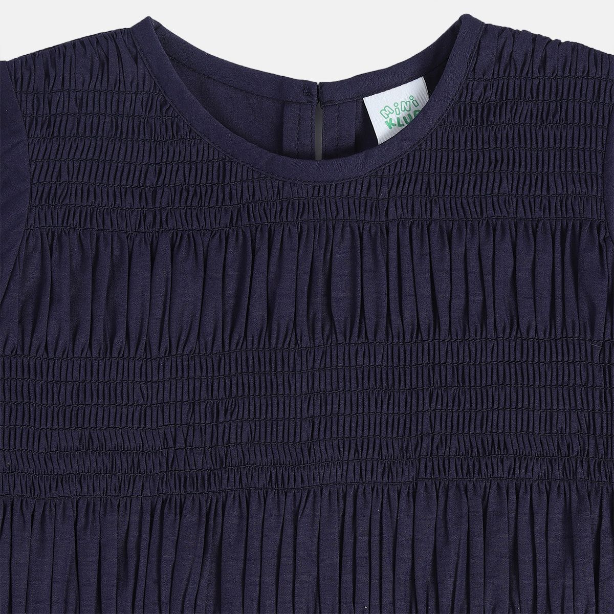 Girls Navy Blue Turtle Neck Woven Top