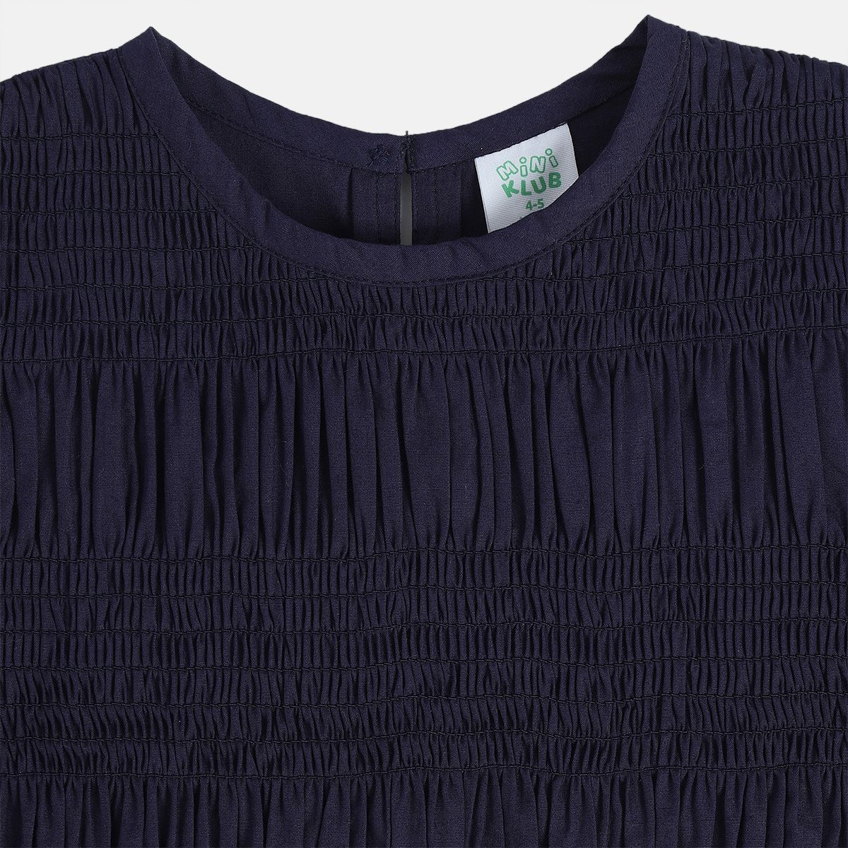 Girls Navy Blue Turtle Neck Woven Top