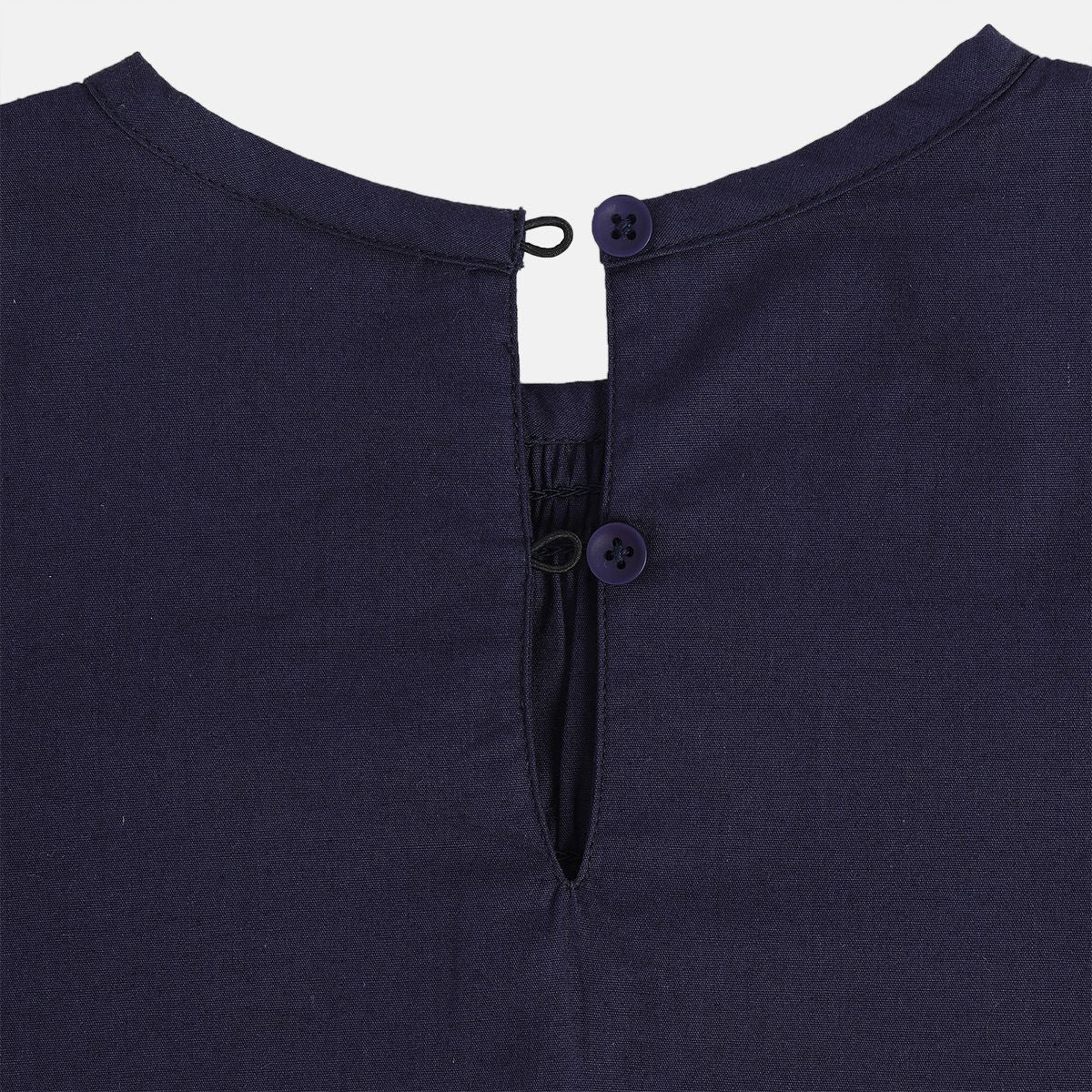 Girls Navy Blue Turtle Neck Woven Top