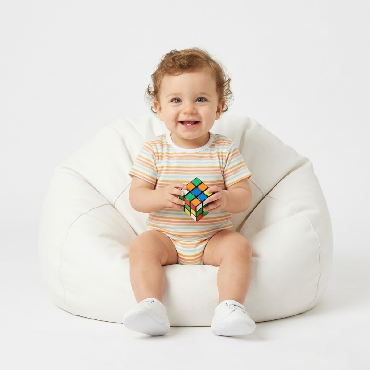 Baby Boys Pack of 3 cotton Printed Bodysuit, White, Orange and Yellow