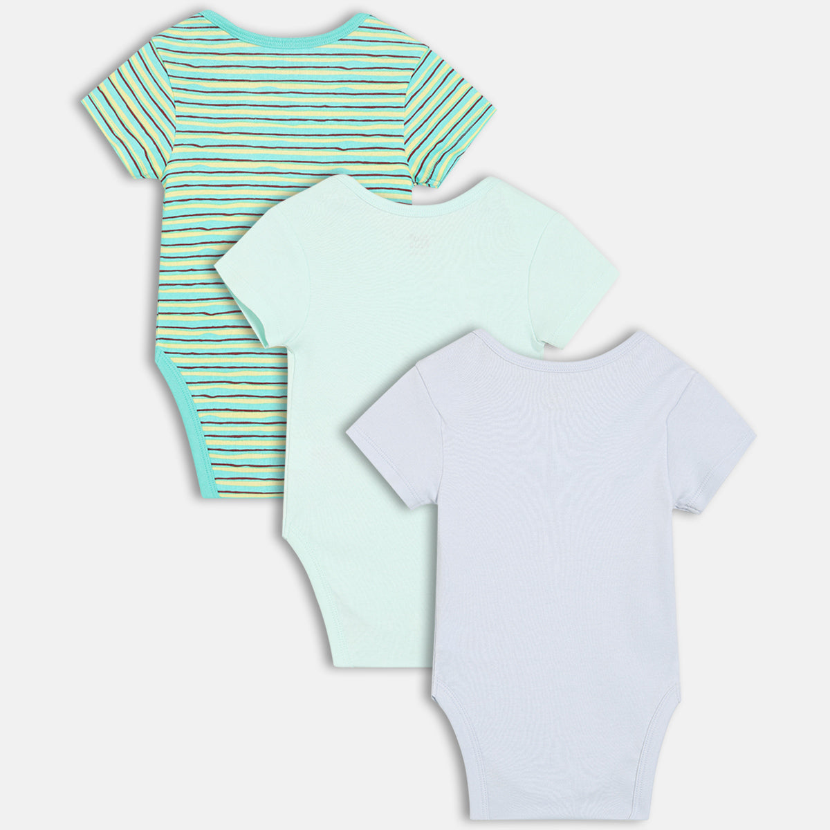 Boys Pack Of 3 Envelop Neck Short Sleeve Body Suit - Multi