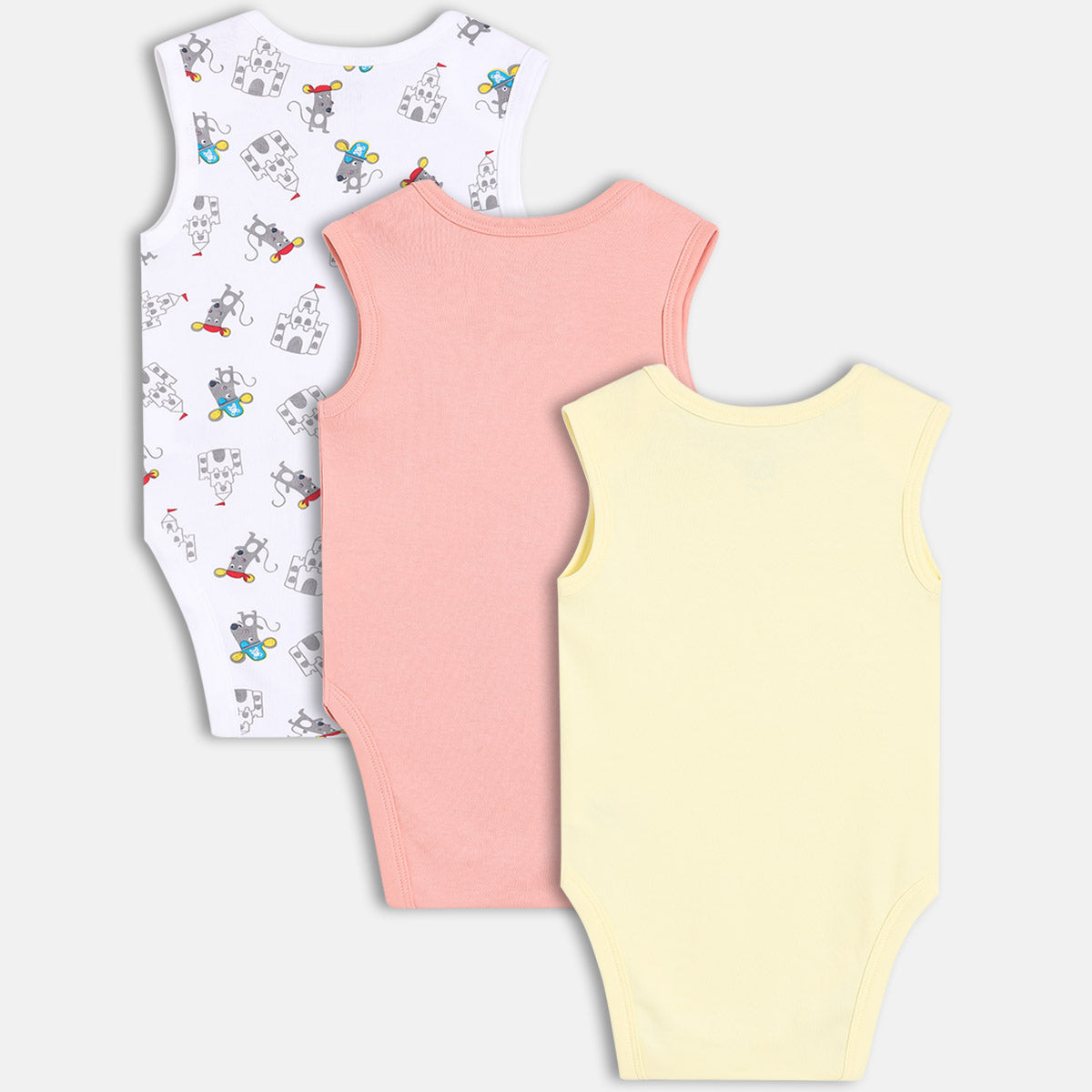 Boys Pack Of 3 Envelop Neck Short Sleeve Body Suit - Multi