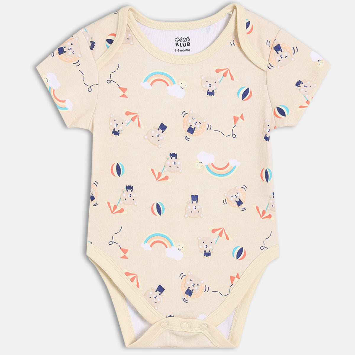 Boys Pack Of 3 Envelop Neck Short Sleeve Body Suit - Multi