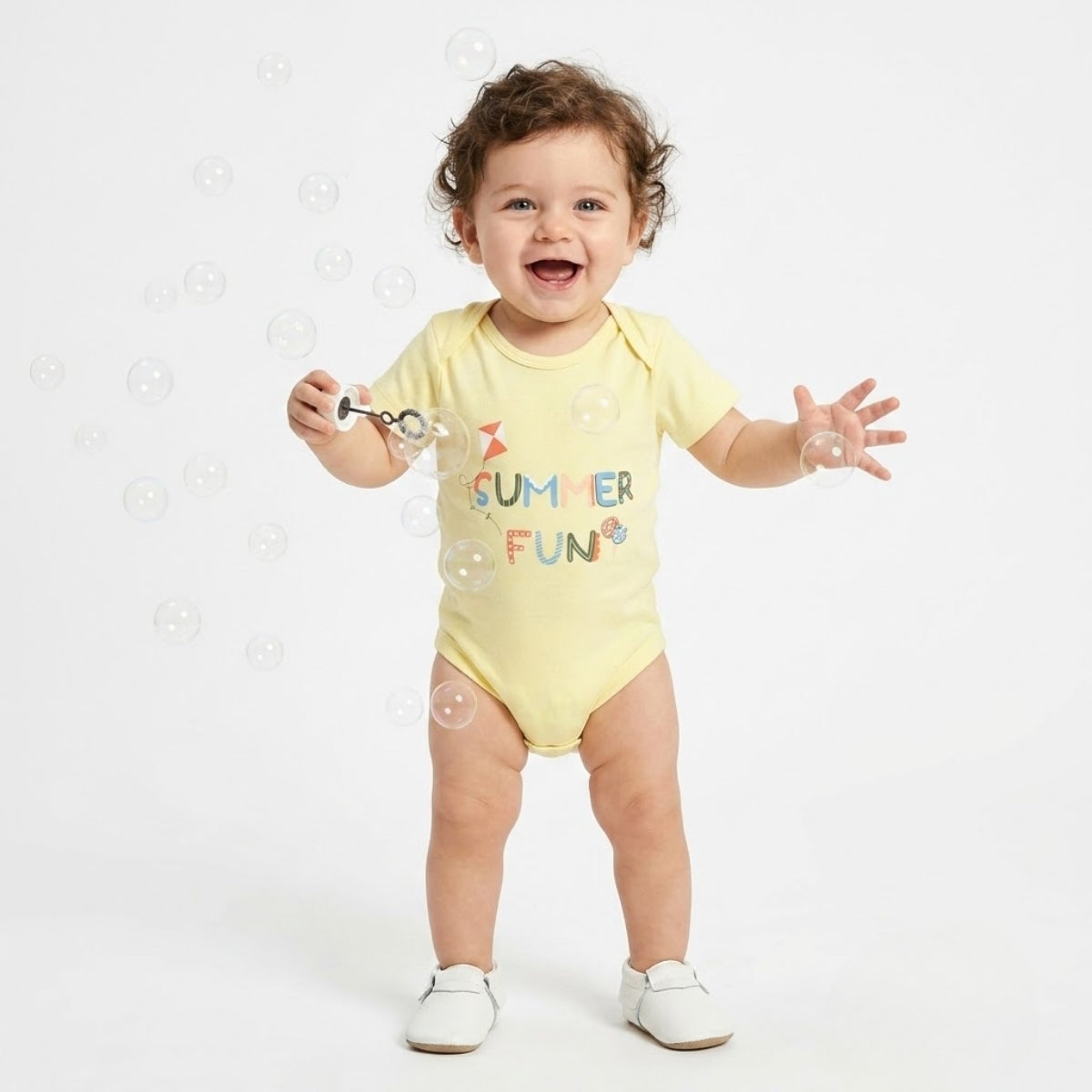 Baby Boys Pack of 3 Cotton printed Envelop Neck Body Suit, White, Yellow & Orange