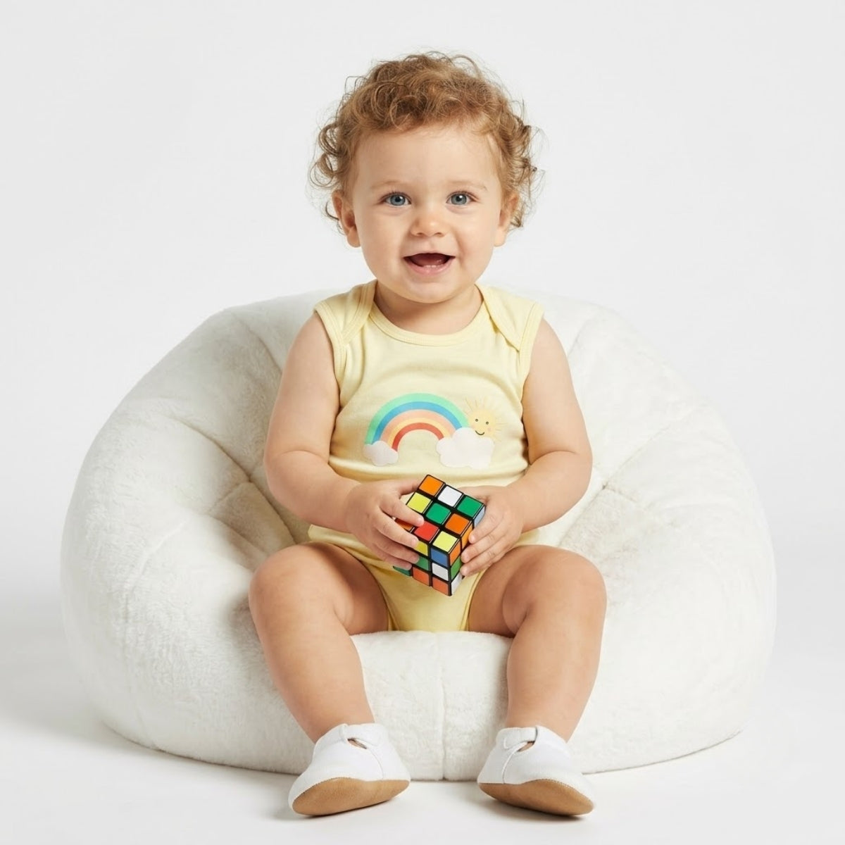 Baby Boys Pack of 3 cotton printed Envelop Neck Body Suit, White, Yellow & Orange