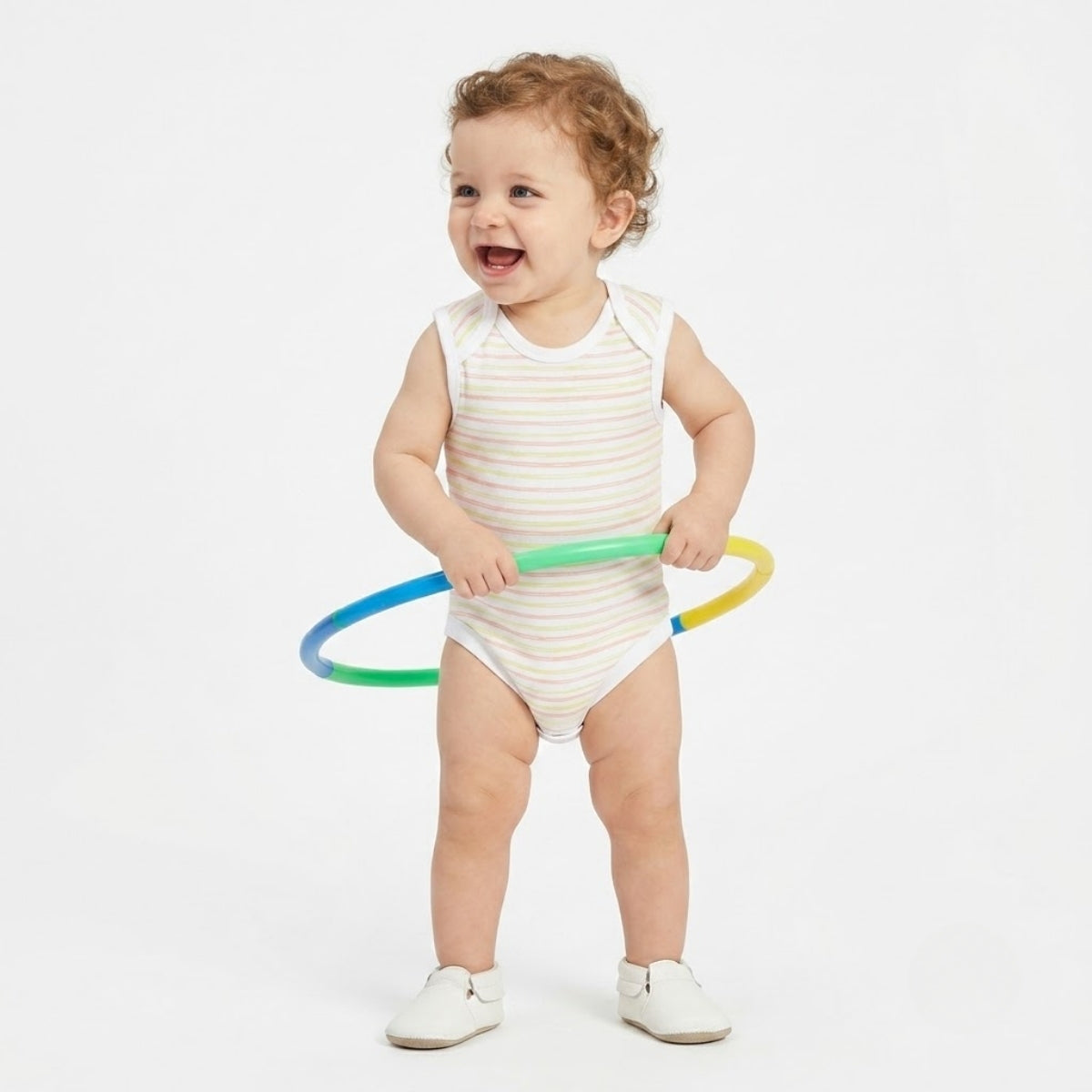 Baby Boys Pack of 3 cotton printed Envelop Neck Body Suit, White, Yellow & Orange