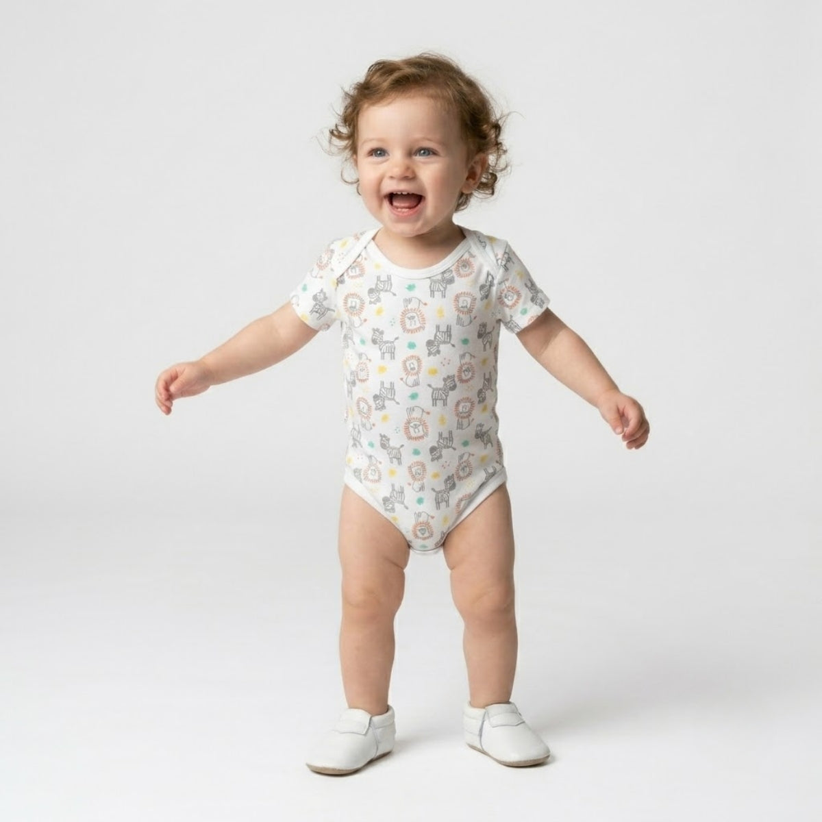 Baby Boys Pack Of 3 Cotton printed Envelop Neck Body Suit - Green, White & Yellow