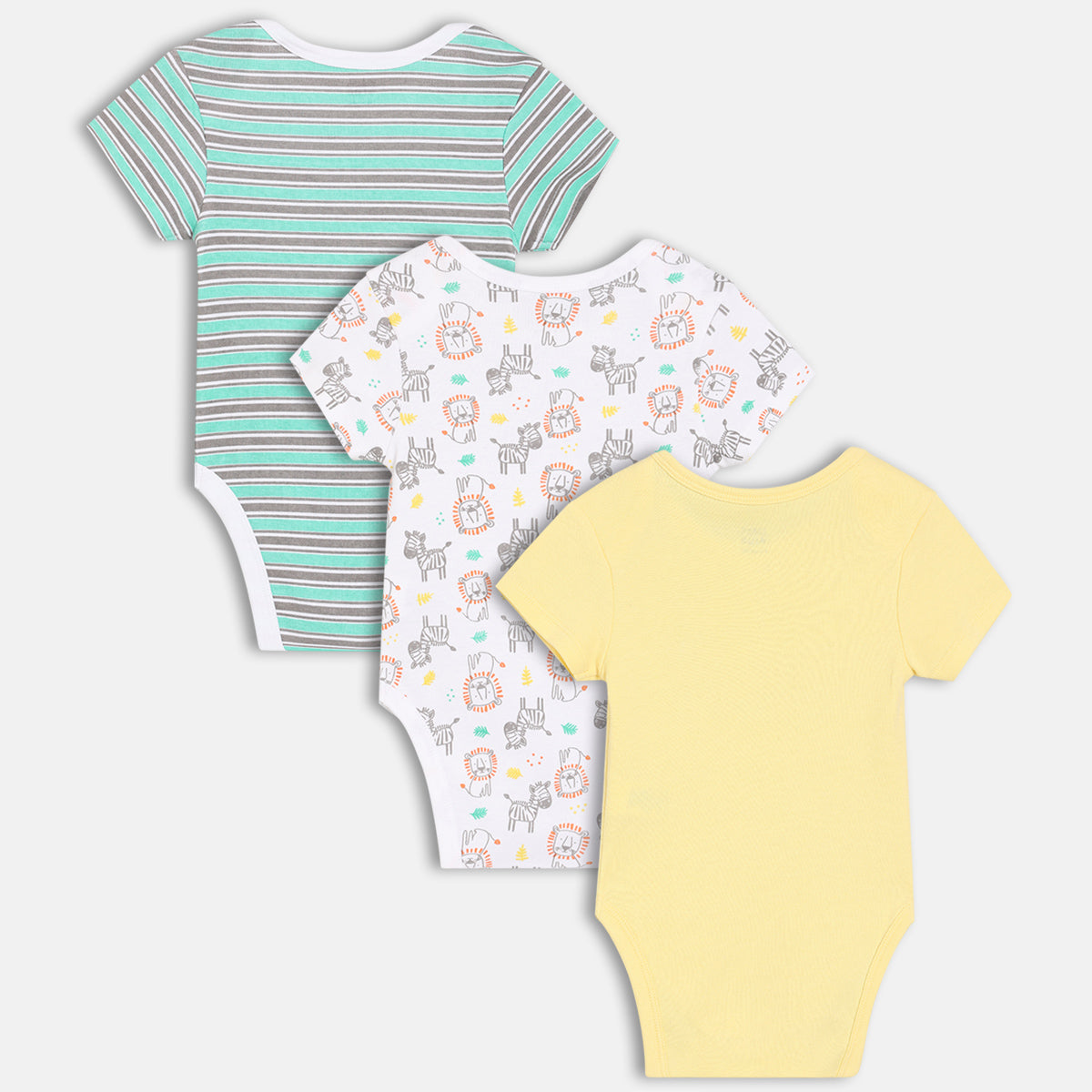 Boys Pack Of 3 Envelop Neck Short Sleeve Body Suit - Multi