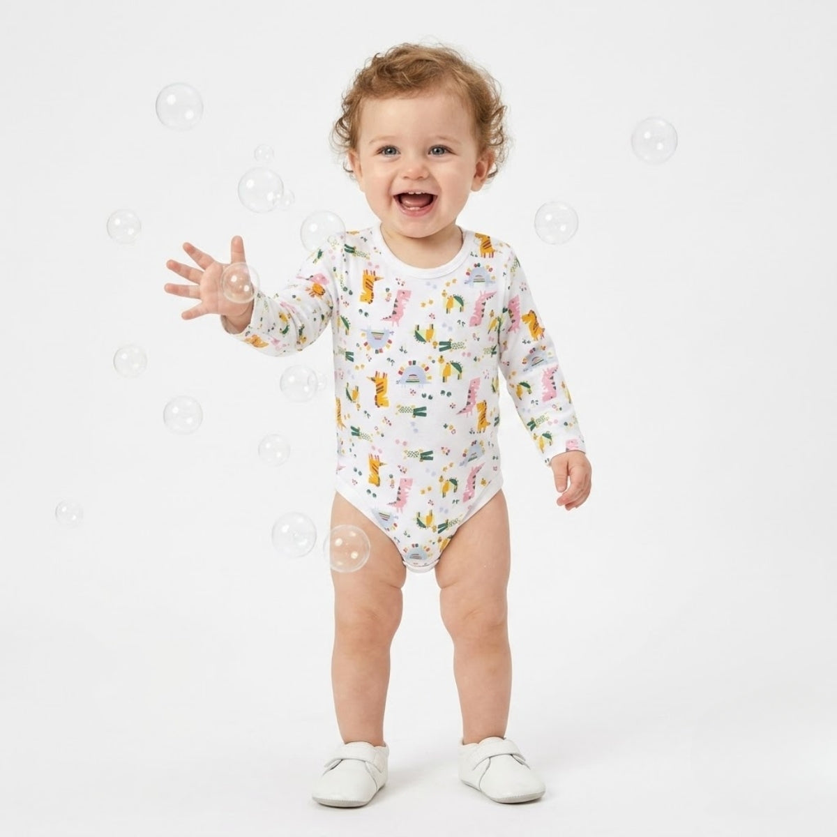 Baby Boys Pack Of 3 Cotton Printed Round Neck Long Sleeve Body Suit - White & Blue