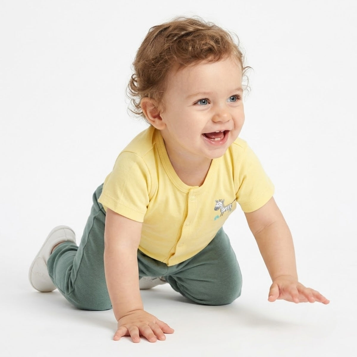 Baby Girls Lion Graphic T-Shirt with Ruffle Sleeves, Grey