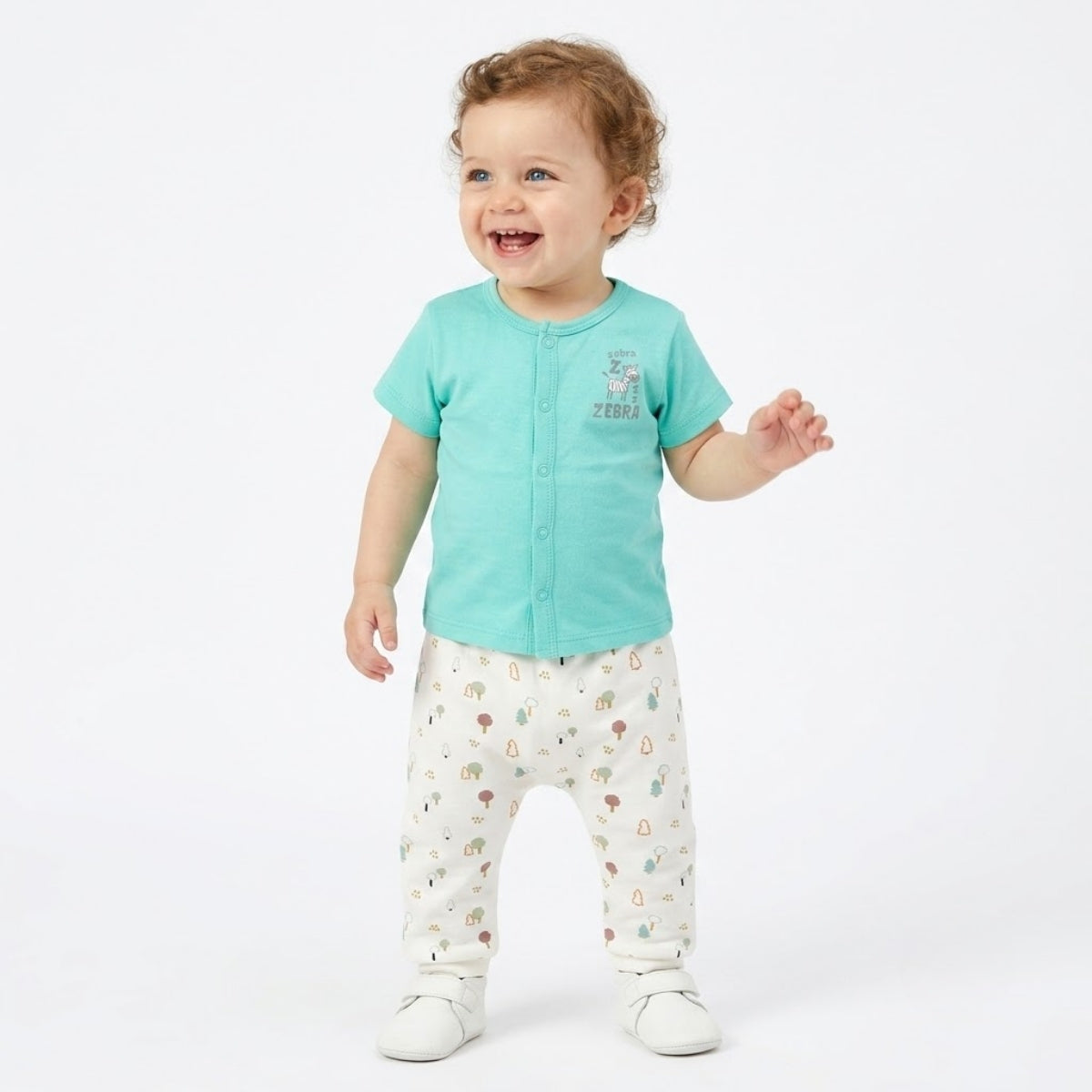 Baby Girls Lion Graphic T-Shirt with Ruffle Sleeves, Grey