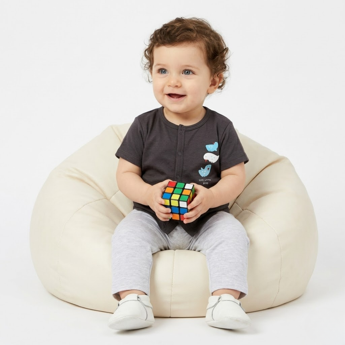 Baby Boys Pack of 3 Cotton Printed Front Open Vest, White, Grey & Blue