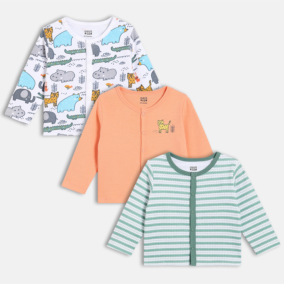 Boys Pack Of 3 Front Open Full Sleeve Front Open Vest - Multi