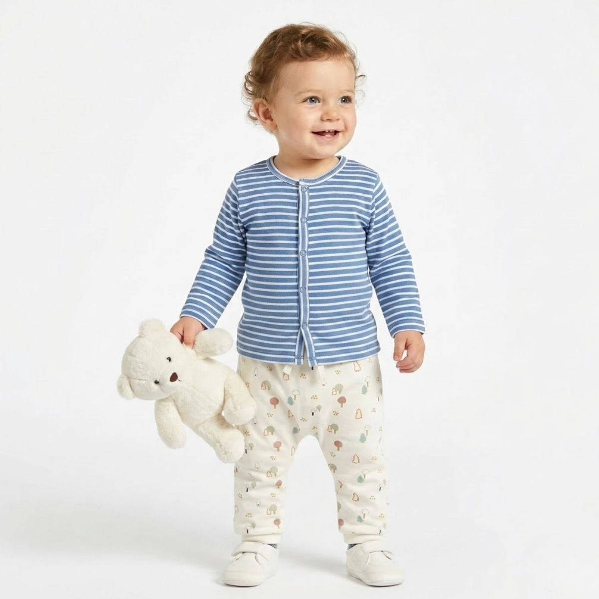 Baby Boys Pack of 3 cotton animal printed Front open vest, White, Grey and Blue