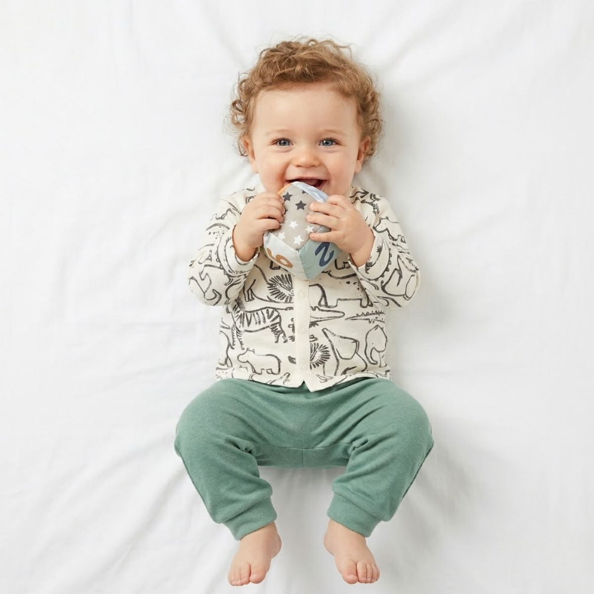 Baby Boys Pack of 3 cotton animal printed Front open vest, White, Grey and Blue