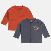 Boys Red Front Open Vest