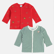 Boys Red/Green Front Open Vest (Pack Of 2)