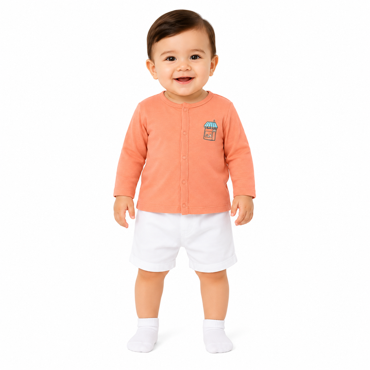 Baby boys Blue And Peach And Multicolor Cotton Pack of 2 Front Open Vest