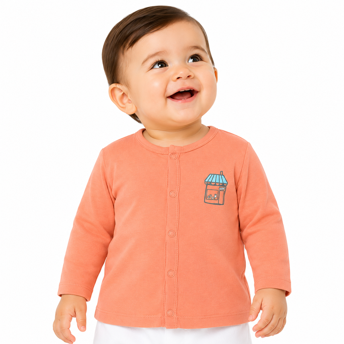 Baby boys Blue And Peach And Multicolor Cotton Pack of 2 Front Open Vest