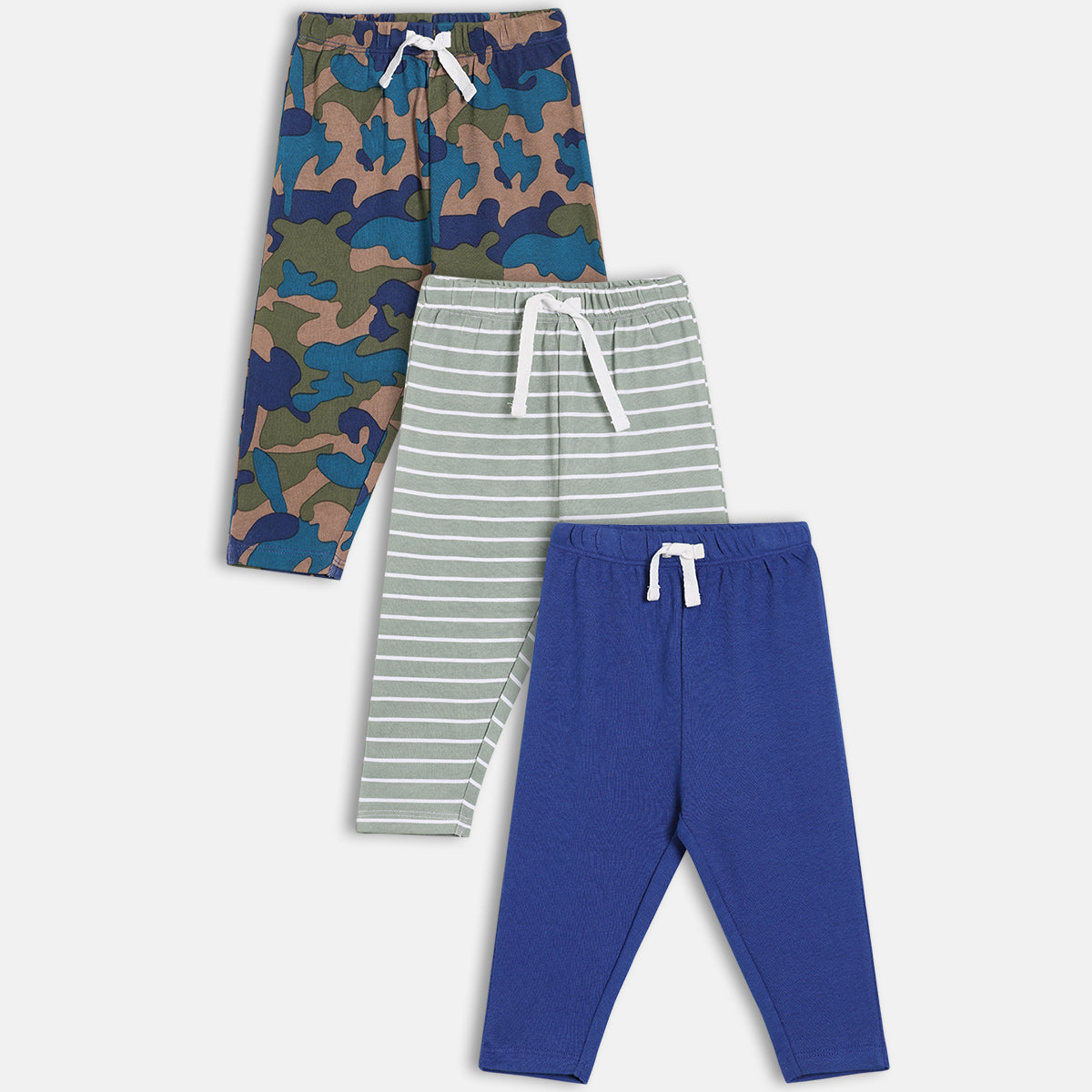 Boys Pack Of 3 Elasticated Ankle Length Knit Bottom - Multi