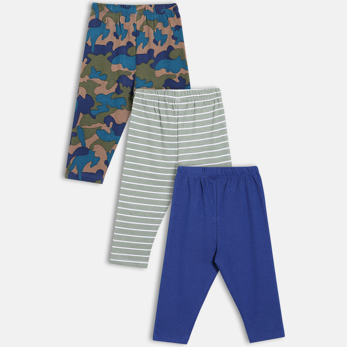 Boys Pack Of 3 Elasticated Ankle Length Knit Bottom - Multi