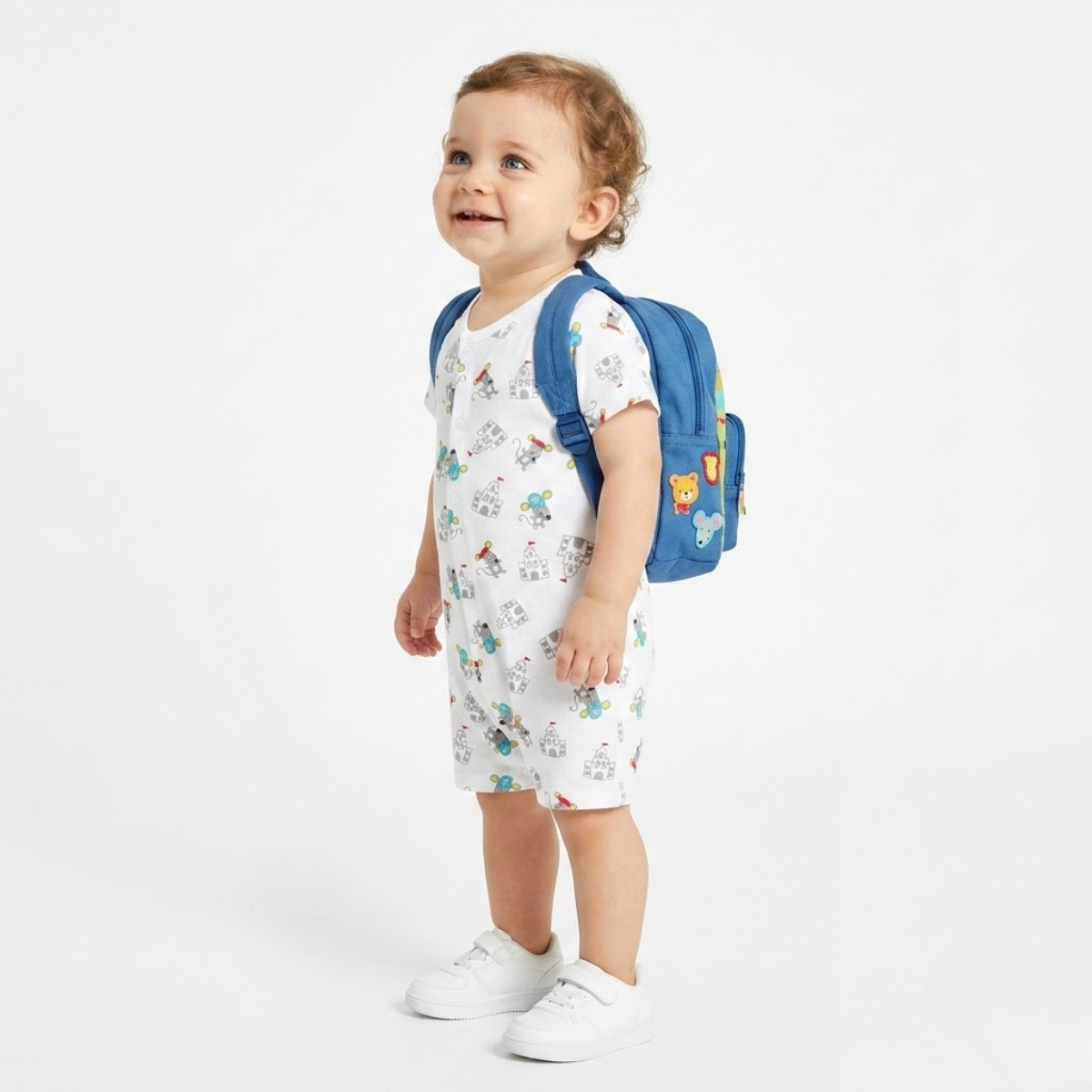 Baby Boys Pack of 2 Cotton printed Rompers, Grey and White