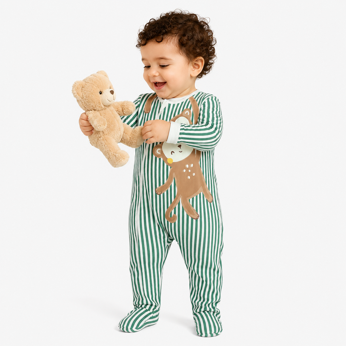 Baby boys Green Cotton Sleep Suit Casual Wear
